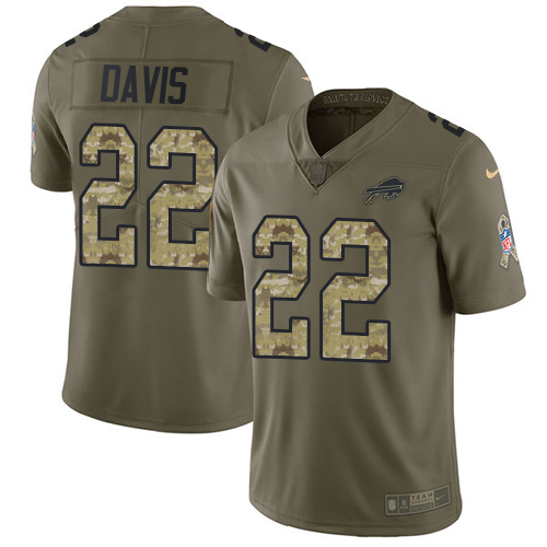 Nike Bills #22 Vontae Davis Olive/Camo Men's Stitched NFL Limited Salute To Service Jersey